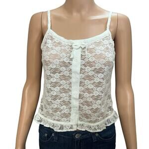 2010s John Galt Lace Camisole Tank Top One Size XS/S White Sheer Fairy Coquette